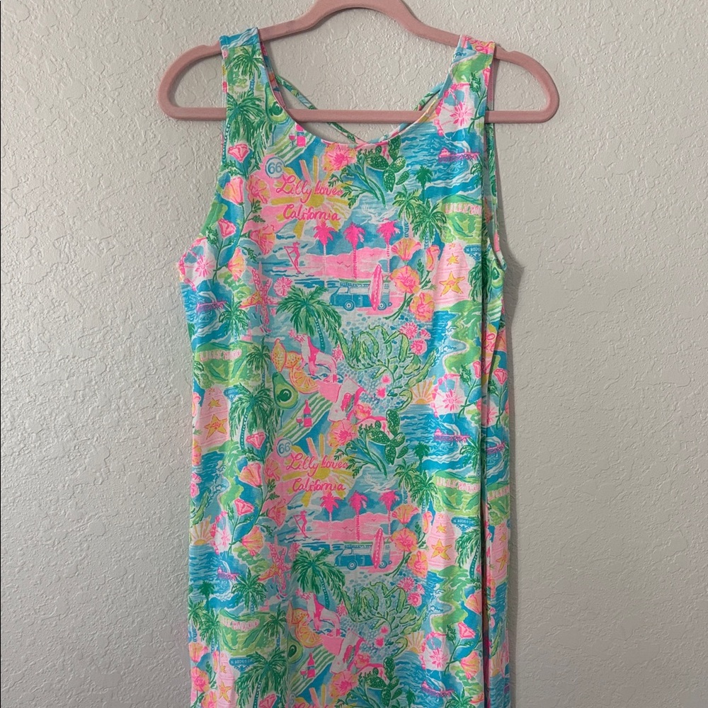 Lilly Pulitzer Tropical Print Dress in Pink and Green
